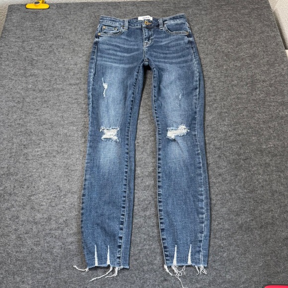 pistola Denim - Pistola Women Skinny Jeans Size 26 Medium Wash Distressed Raw Hem P6730MTW-NFR
